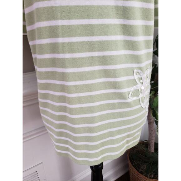 Alfred Dunner Top Women's Size X-Large Mint Green Cotton Sort Sleeves V-Neck - Picture 4 of 12